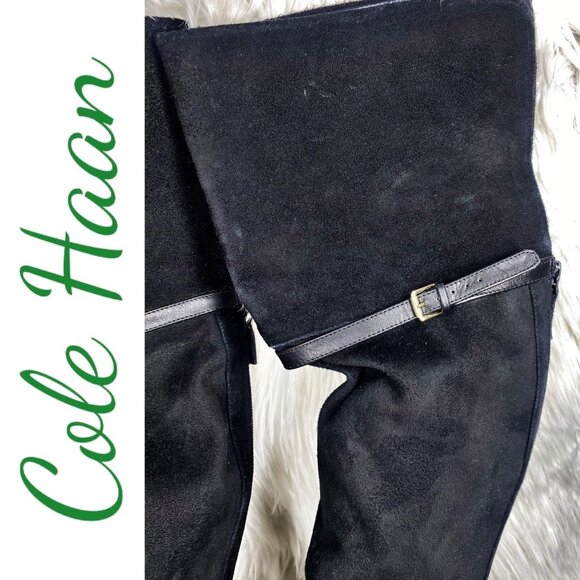COLE HAAN DARCIA Over-the-Knee Black Suede Boot, Size 7 - Picture 2 of 12